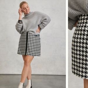 Anthropologie Black and White Houndstooth Mini Skirt